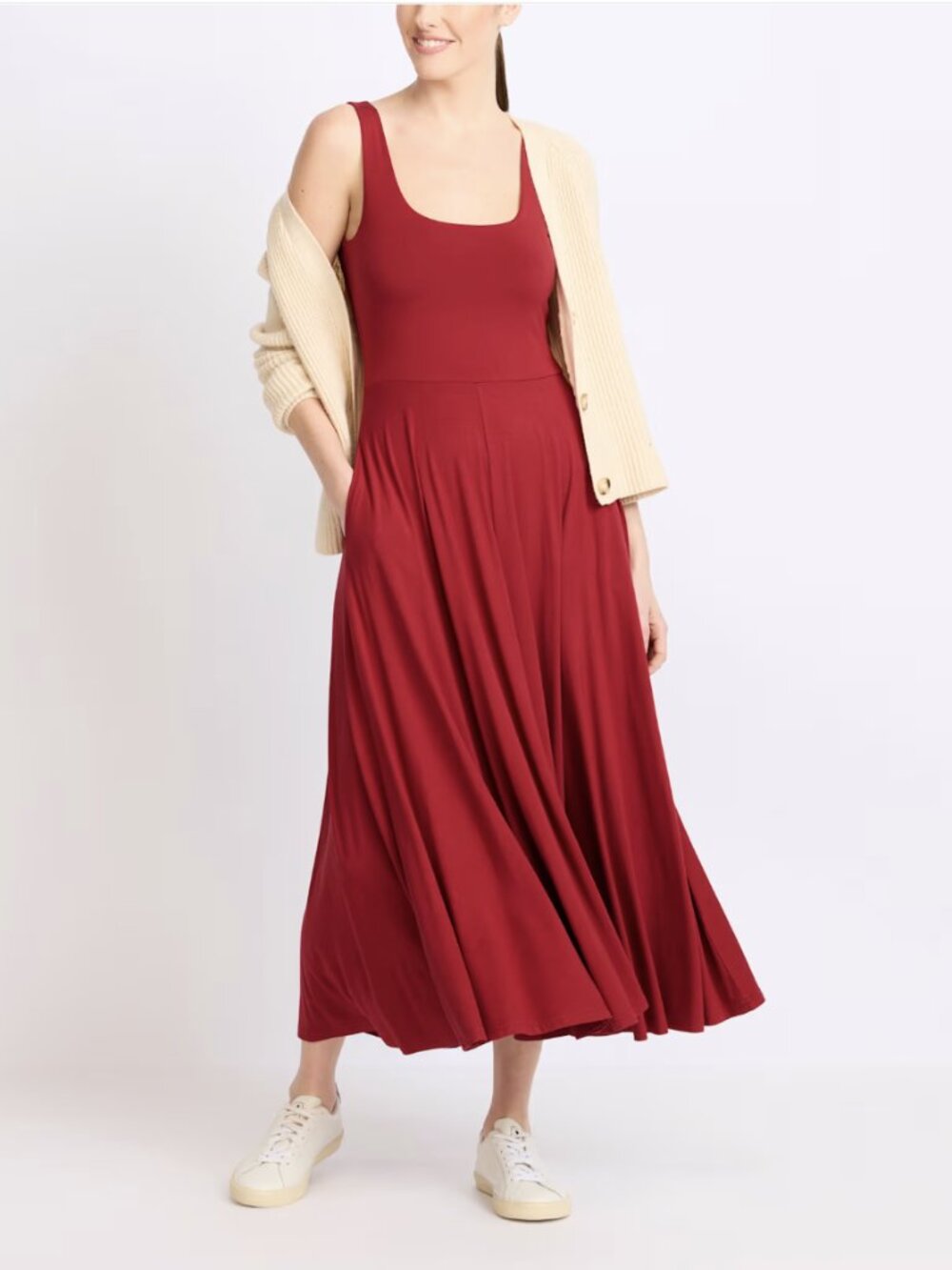 Market & Spruce Ravyn Red Maxi Dress Women's Size XL Jersey Knit